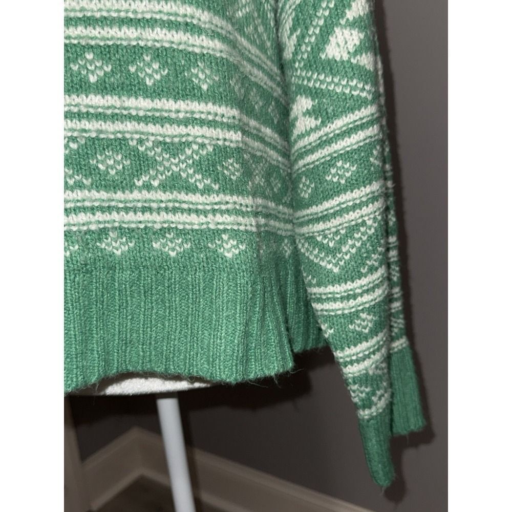 American Eagle Green Fair Isle Sweater Crewneck Snowdrift Warm Cozy Large St Pat - Picture 13 of 15